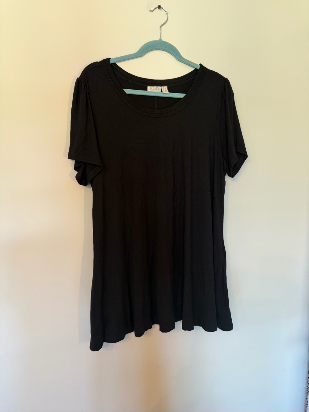 LOGO minimalist black casual tunic top size 1XL